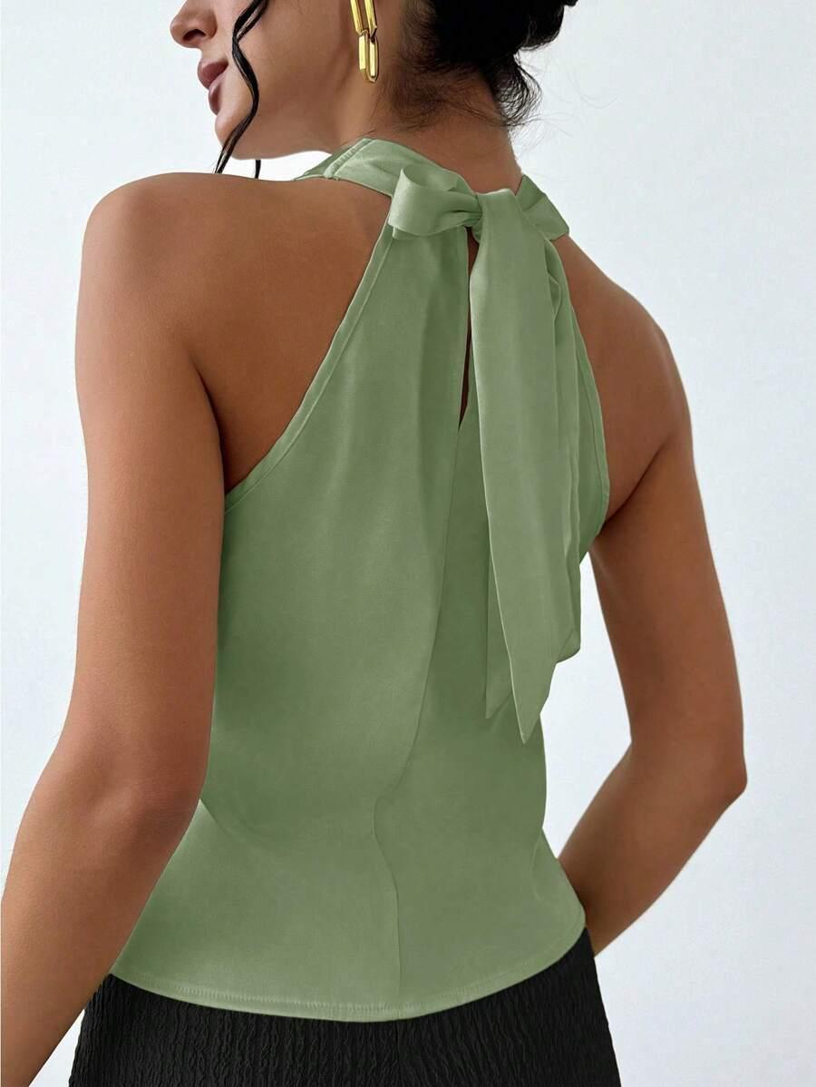 SHEIN ZIELONY SATYNOWY TOP S09__L
