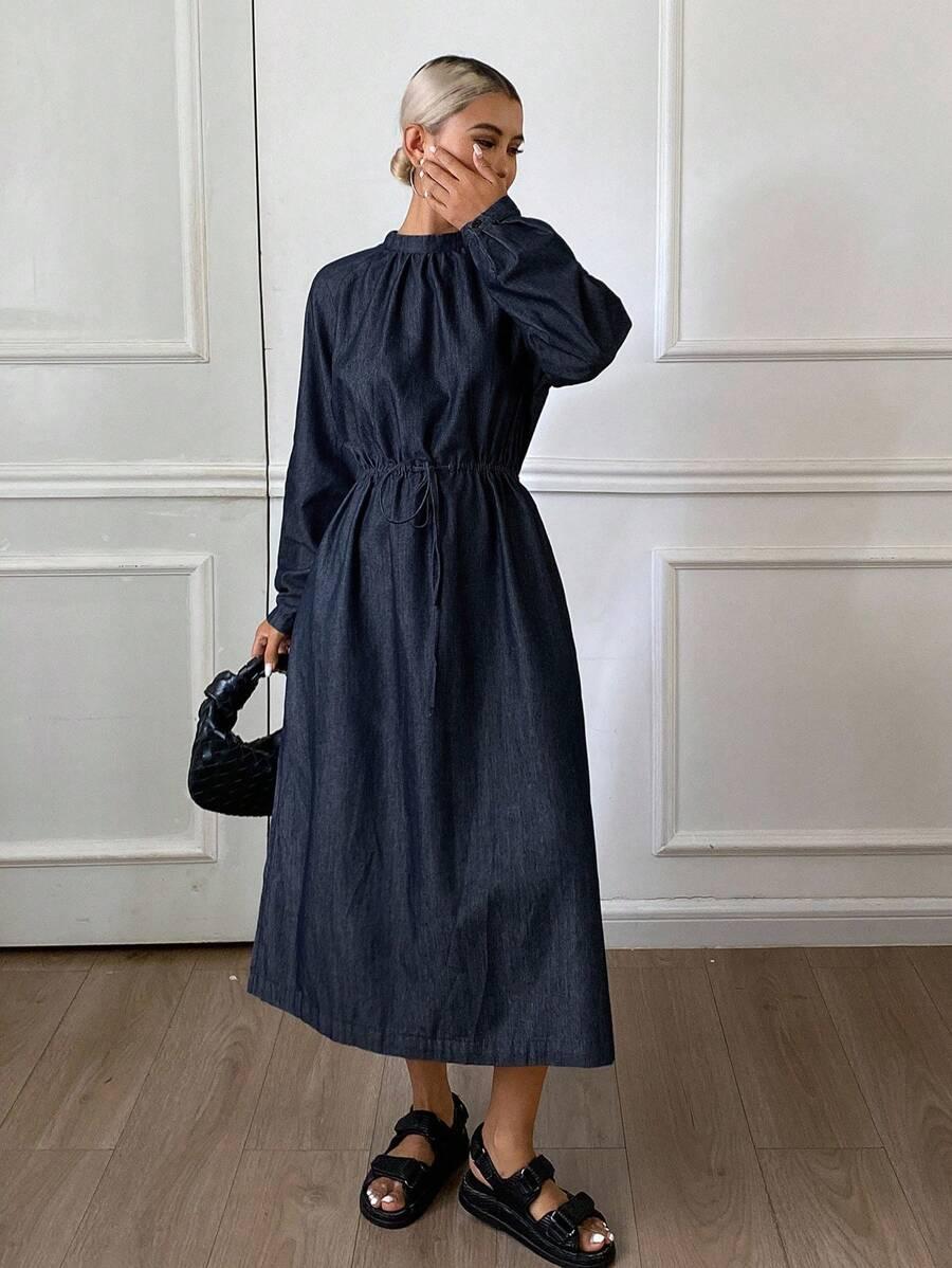 DAZY JEANS MAXI SUKIENKA DŁUGI RĘKAW S06__XL