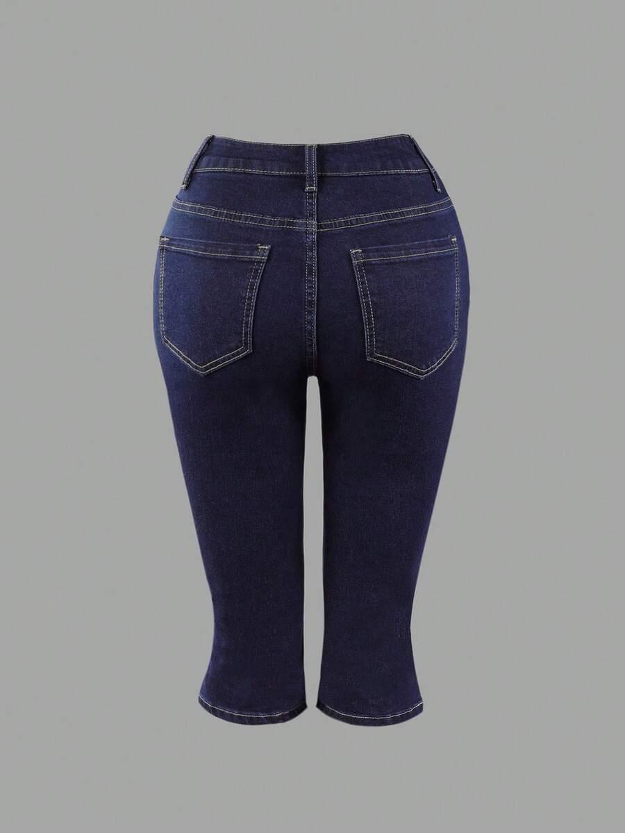 SHEIN GRANATOWE SPODNIE JEANS 3/4 S06__M