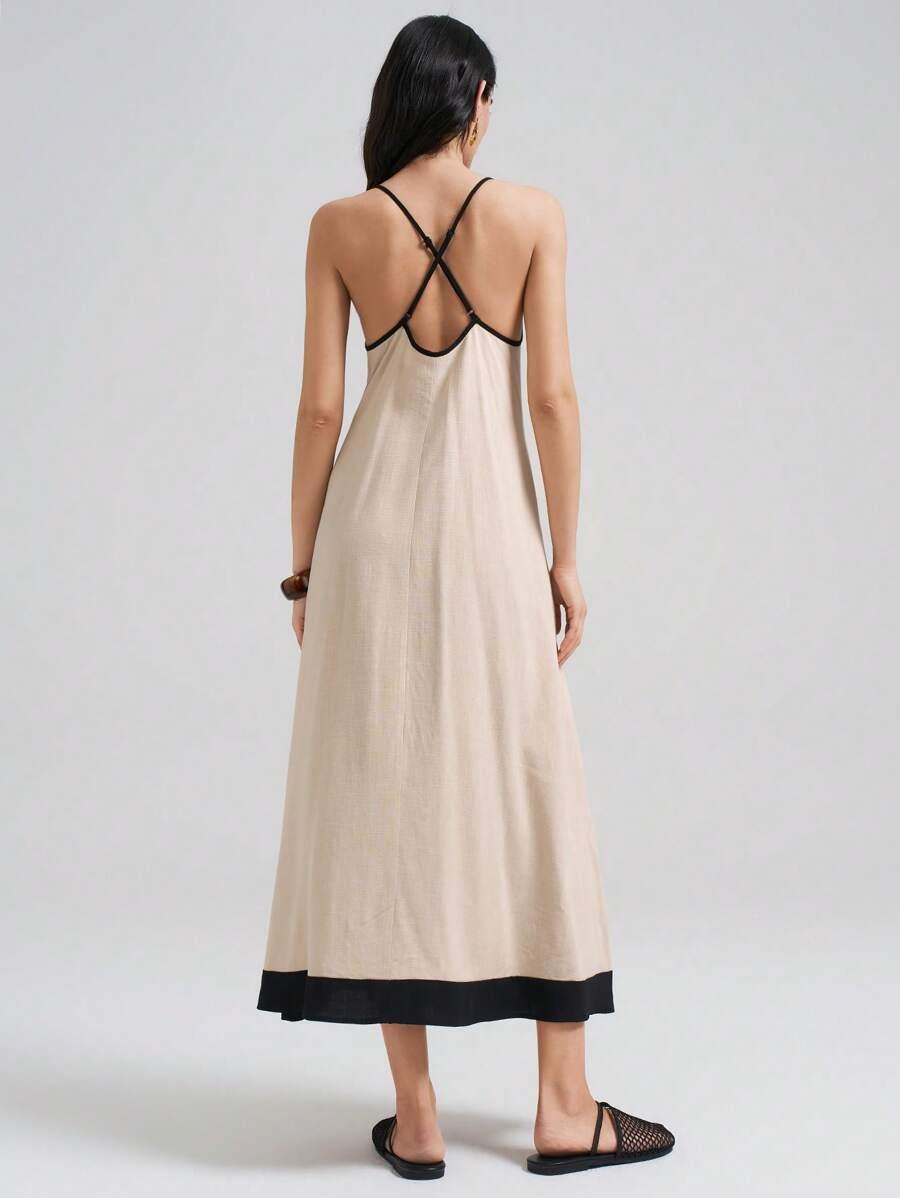 SHEIN MAXI SUKIENKA NA RAMIĄCZKACH S06__M