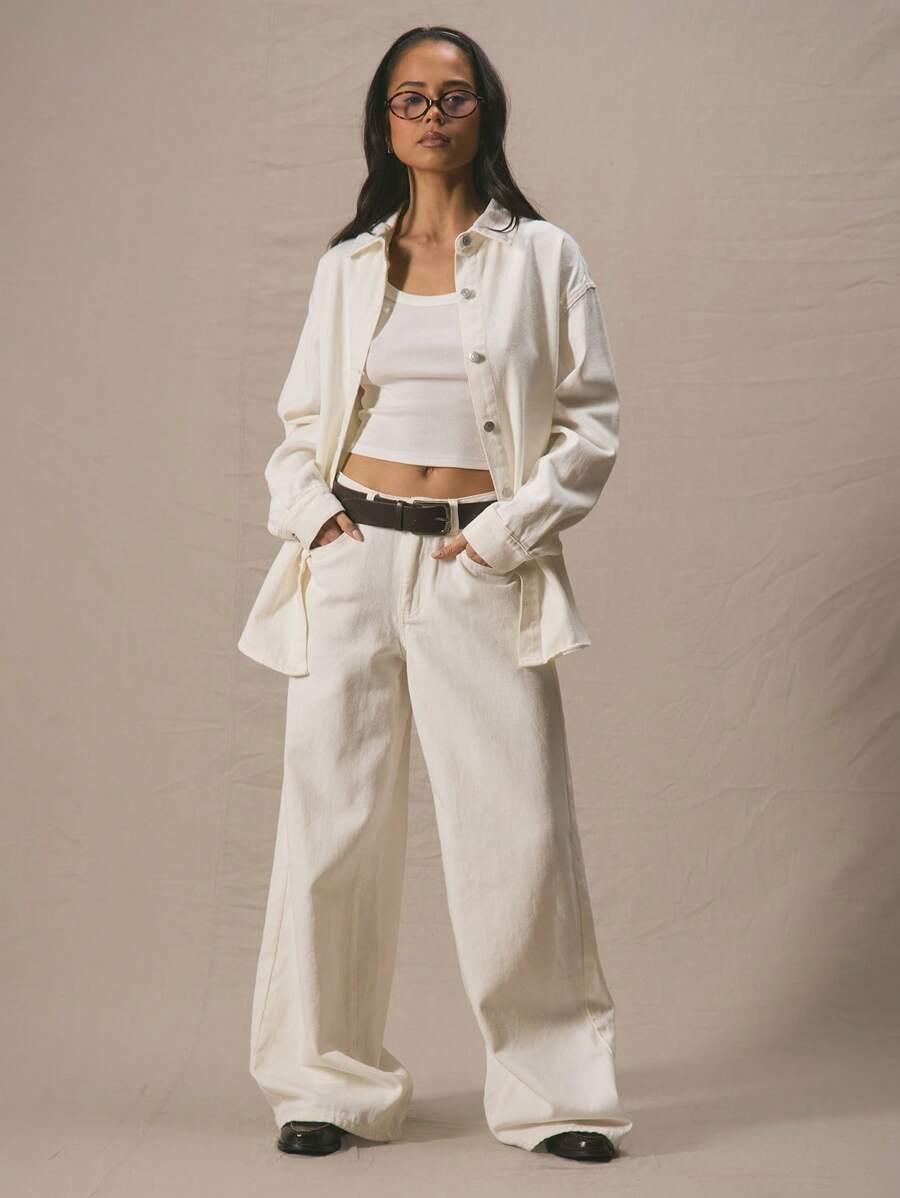 SHEIN SPODNIE PROSTA NOGAWKA S06__S