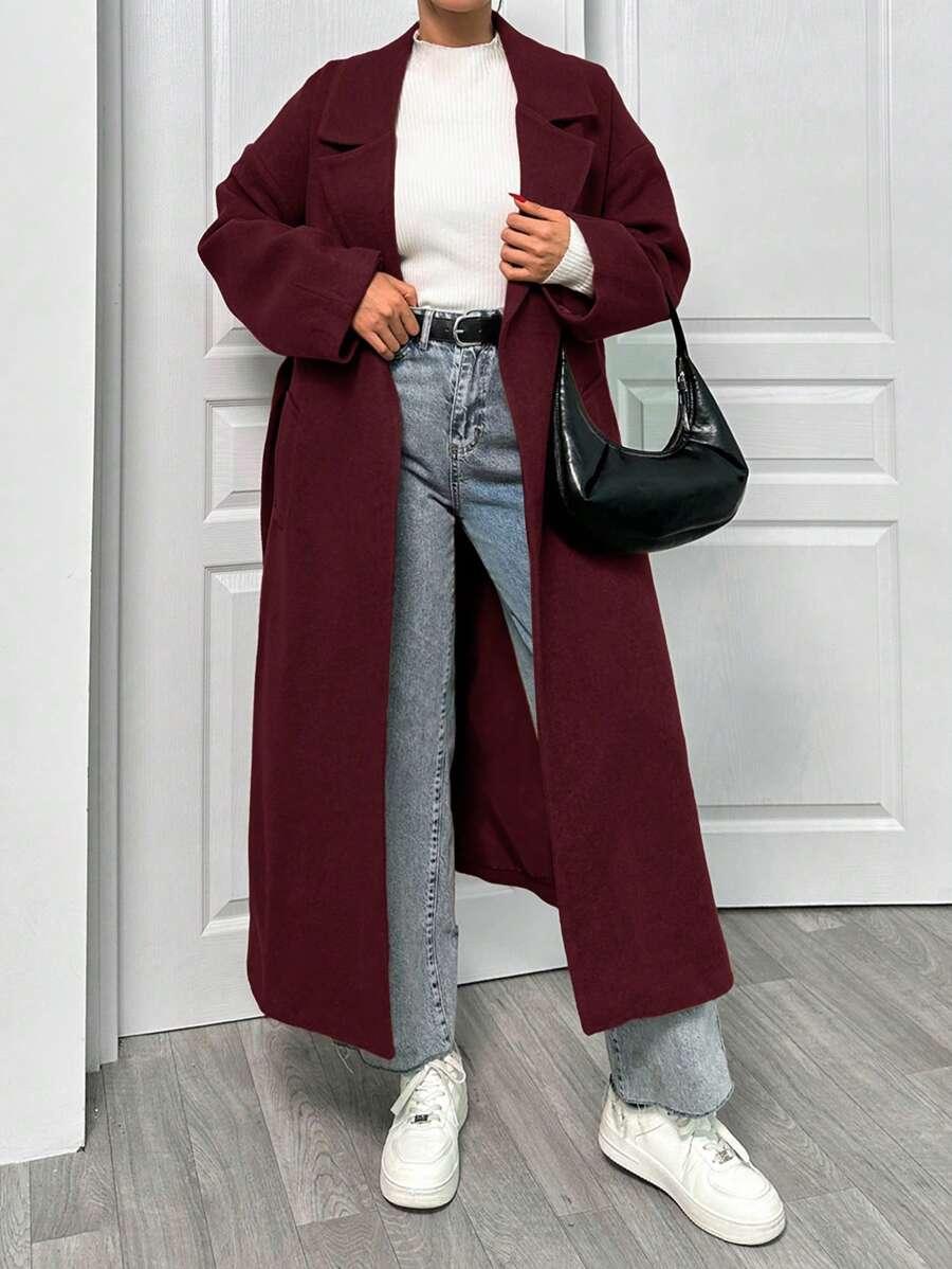 SHEIN BORDOWY PŁASZCZ KIESZENIE W01__XL