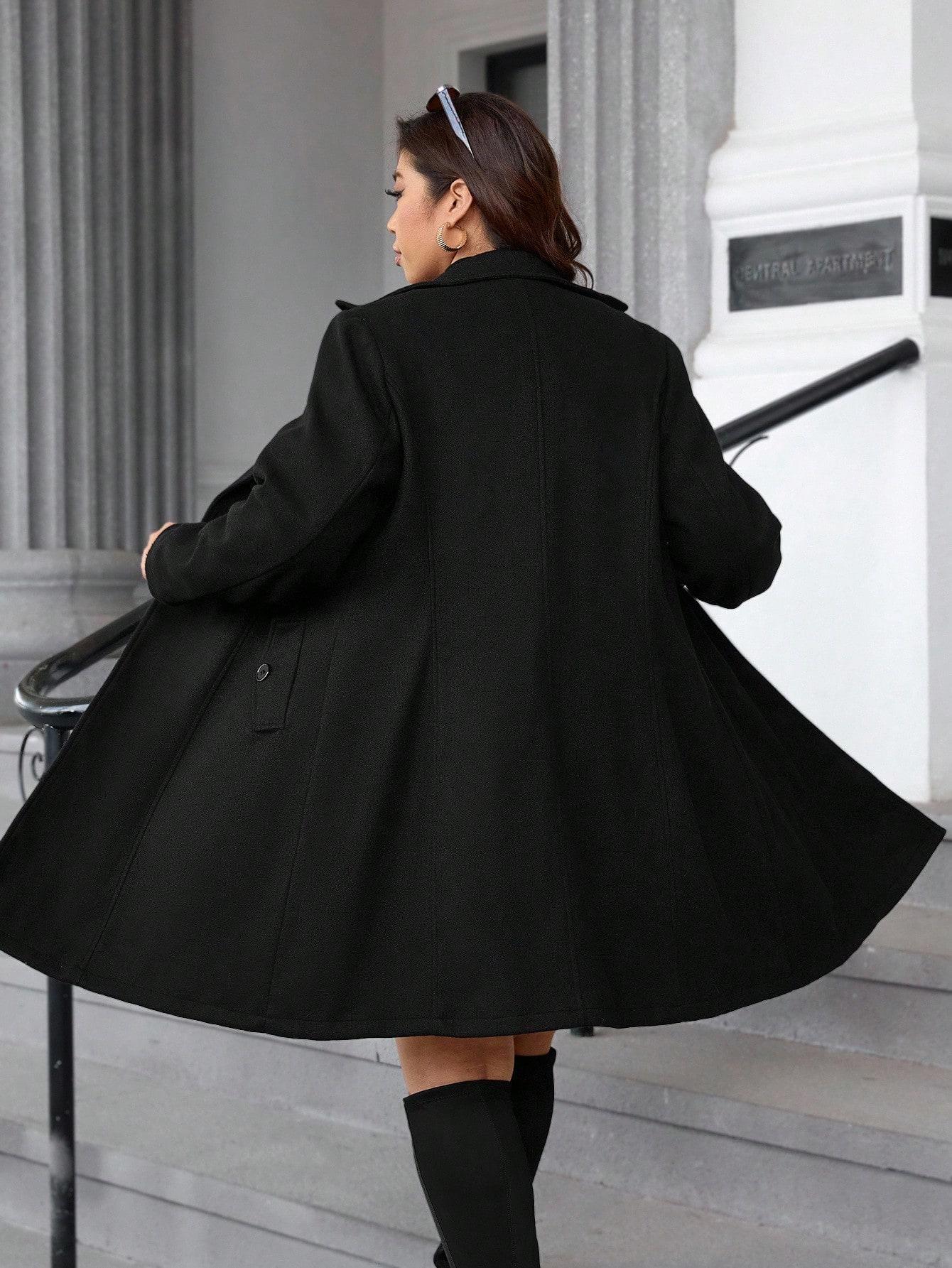 SHEIN CZARNY KLASYCZNY PŁASZCZ W01__46
