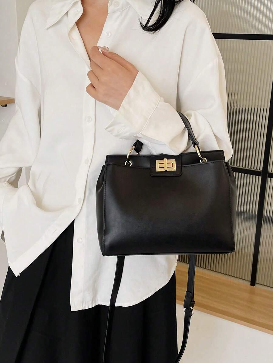 SHEIN CZARNA TOREBKA IMITACJA SKÓRY S07__25X8X20CM