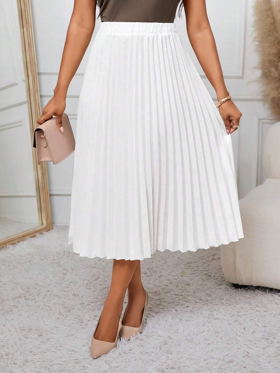 SHEIN BIAŁA PLISOWANA MIDI SPÓDNICA S06__S