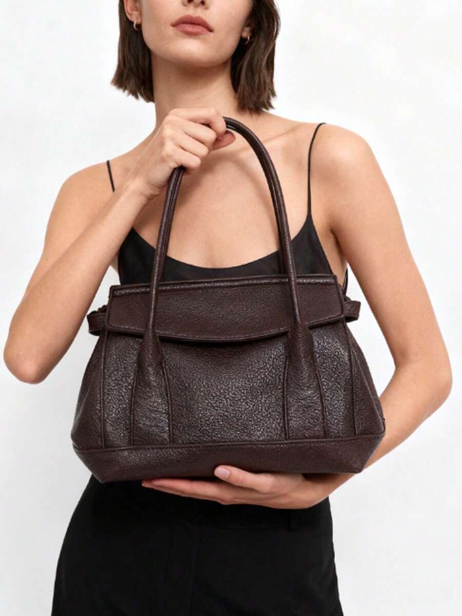 SHEIN BRĄZOWA TOREBKA IMITACJA SKÓRY S07__14X21X29CM