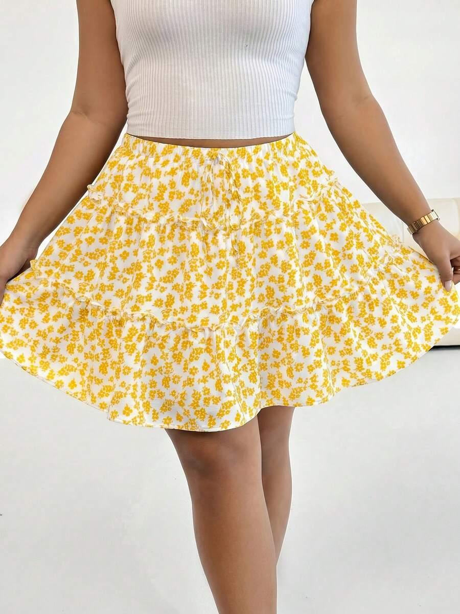 SHEIN SPÓDNICA KWIATY FALBANA S06__48