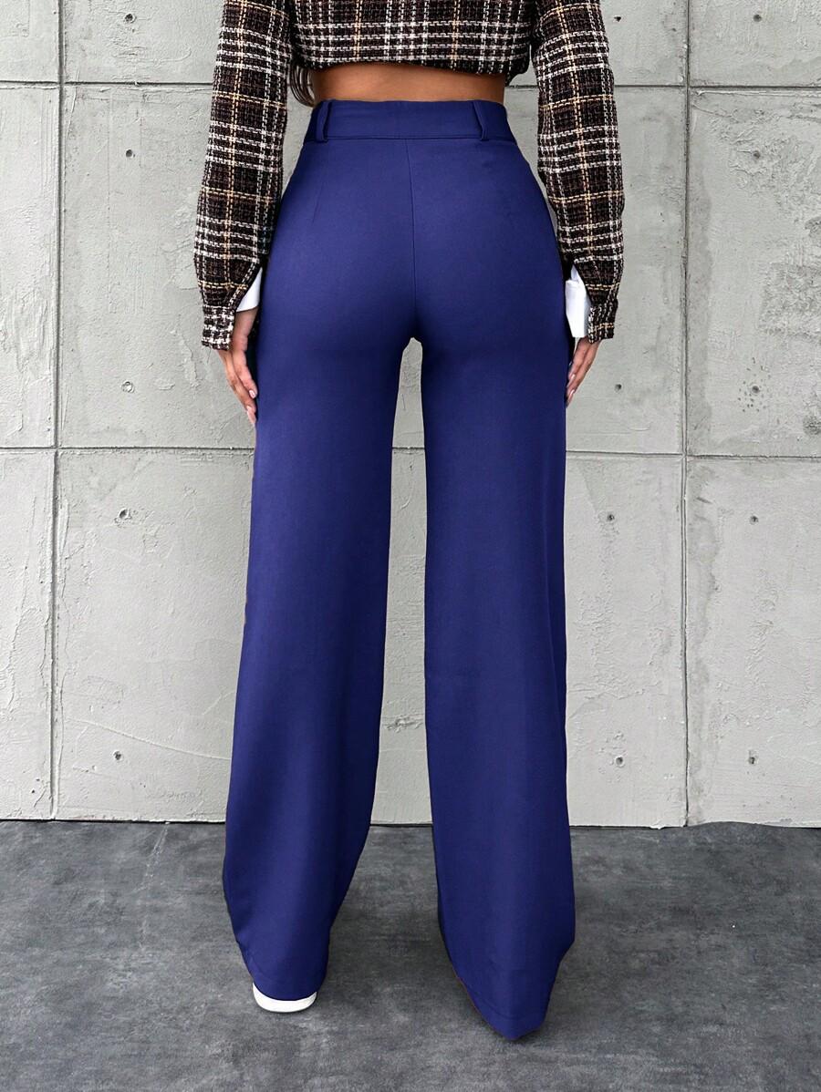 SHEIN GRANATOWE SPODNIE ZAMEK S06__L