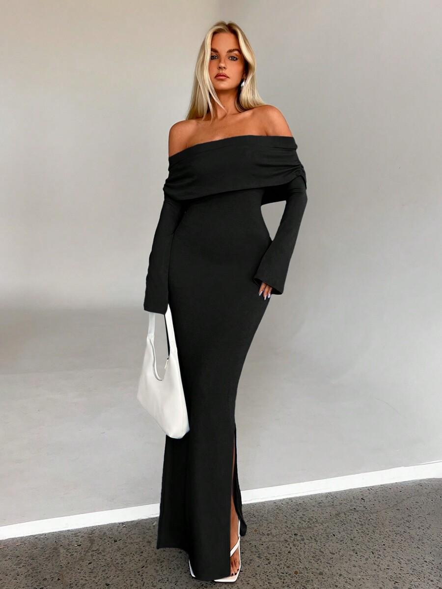 SHEIN CZARNA MAXI SUKIENKA S06__S