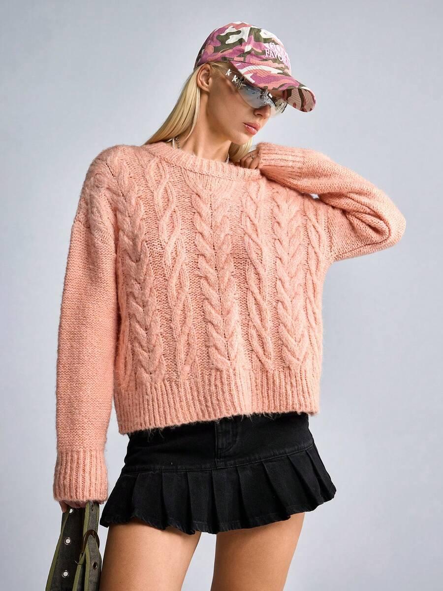 CASUGLOW RÓŻOWY SWETER DZIANINA S06__OS