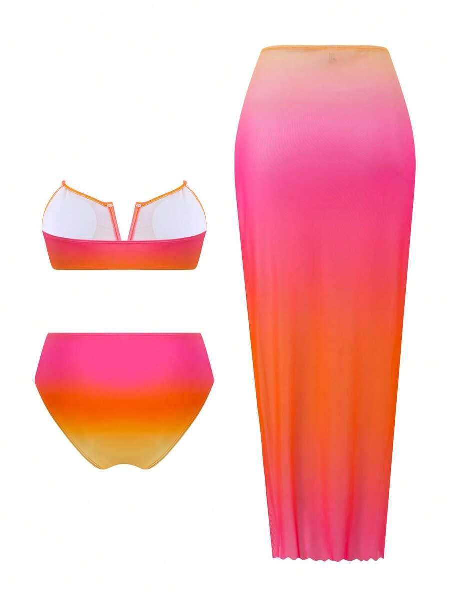 SHEIN DWUCZĘŚCIOWY STRÓJ KĄPIELOWY SPÓDNICA S09__XL