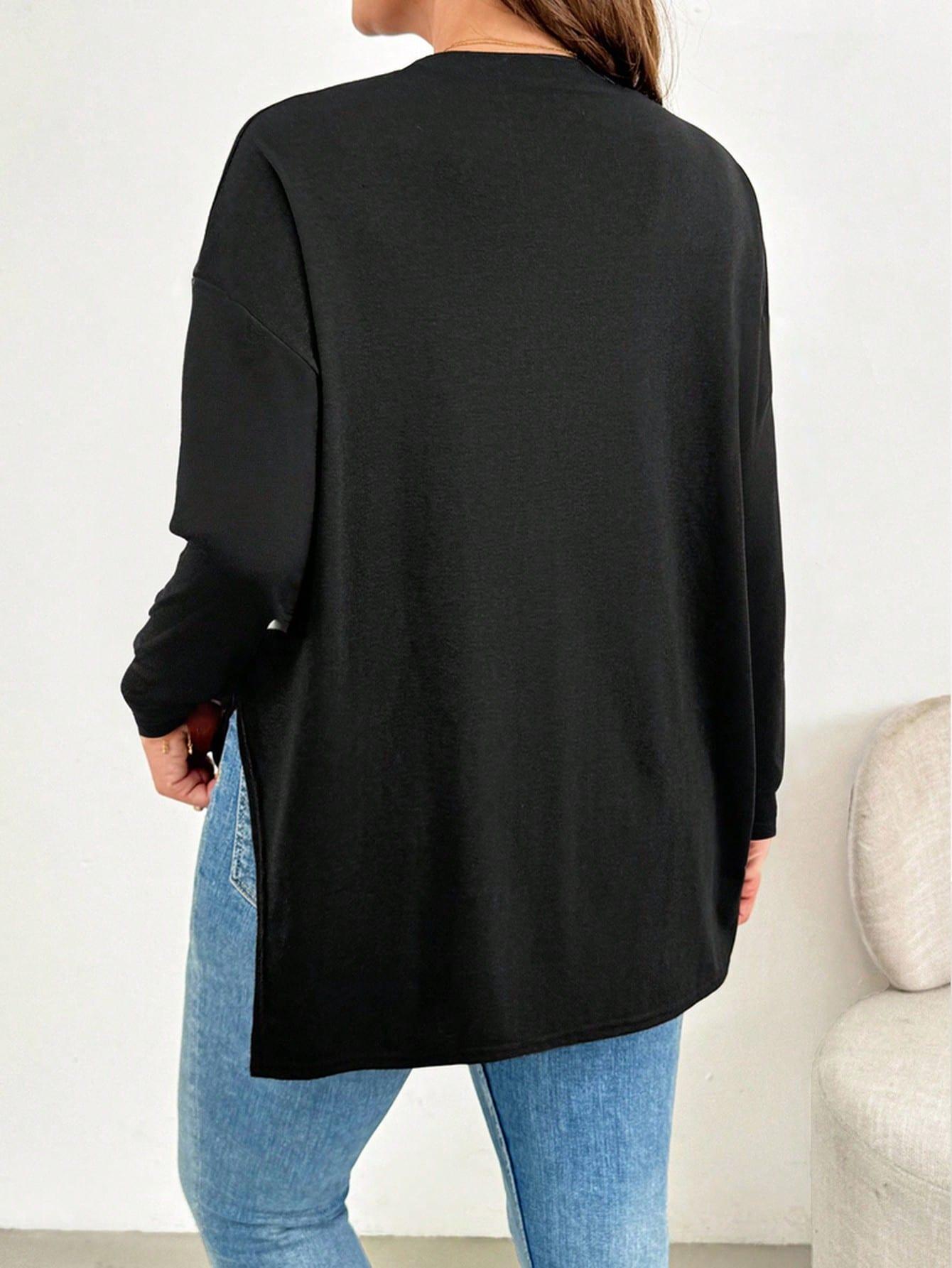 SHEIN CZARNA BLUZKA Z DŁUGIM RĘKAWEM S06__46