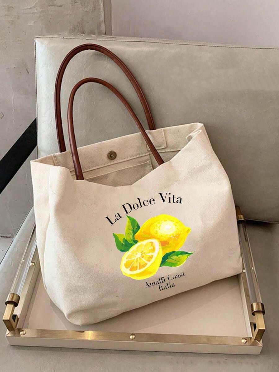 SHEIN TORBA MATERIAŁOWA NADRUK S07__30X48
