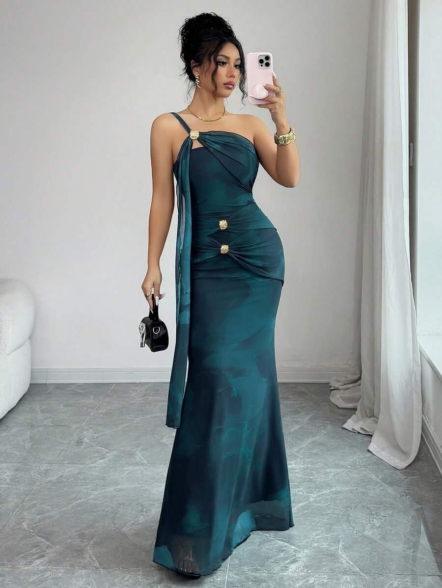 SHEIN MAXI SUKIENKA NA JEDNO RAMIĘ S06__L