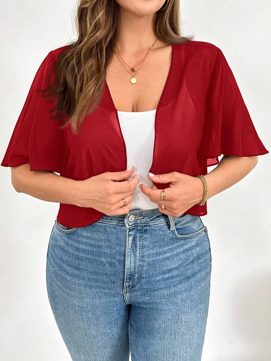 SHEIN CZERWONA NARZUTKA KRÓTKI RĘKAW S06__48