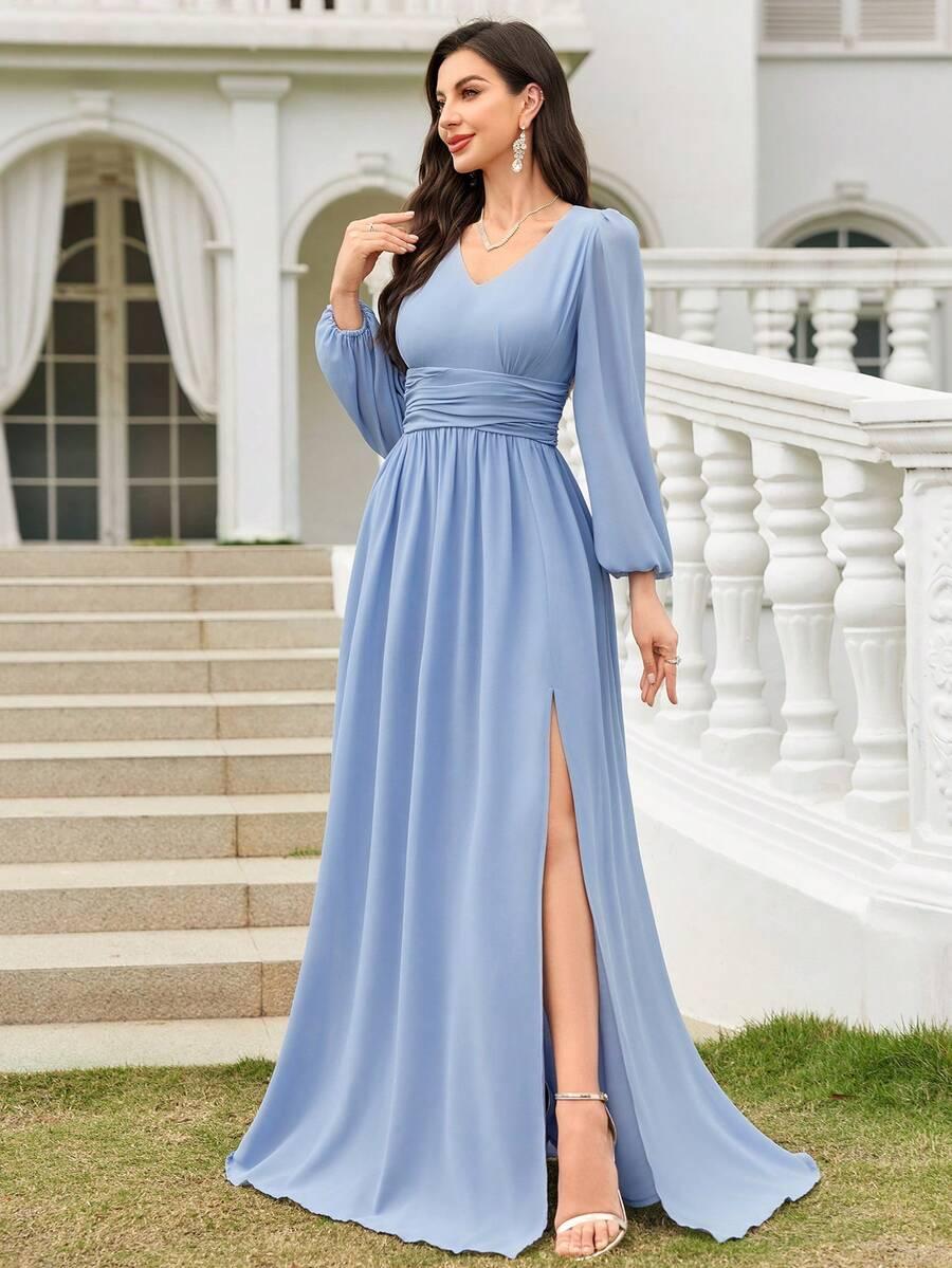 SHEIN NIEBIESKA MAXI SUKIENKA