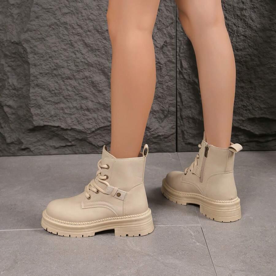 SHEIN BEŻOWE SZNUROWANE BOTKI W01__40