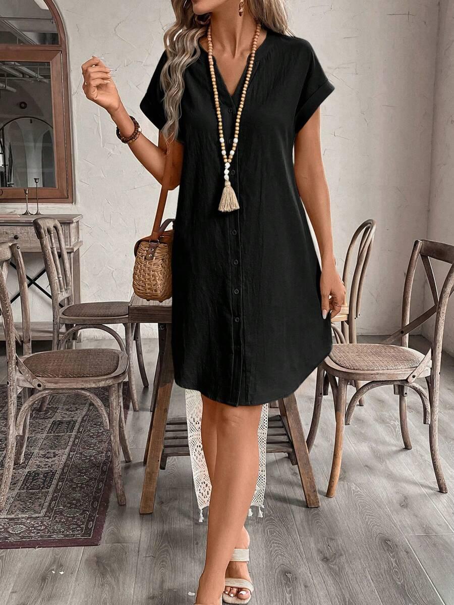 SHEIN CZARNA SUKIENKA DEKOLT V S06__48