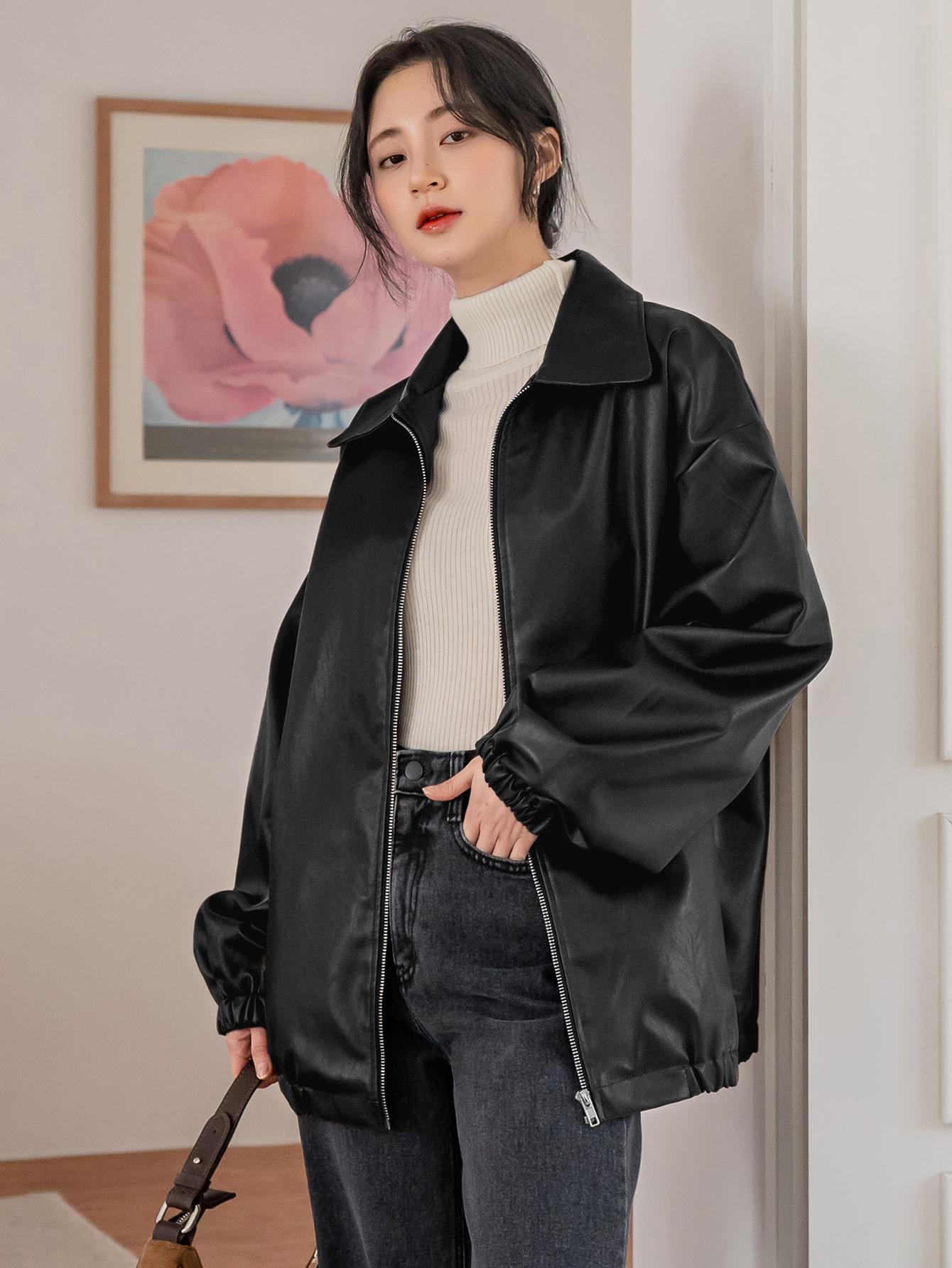 SHEIN CZARNA KURTKA IMITACJA SKÓRY S06__L