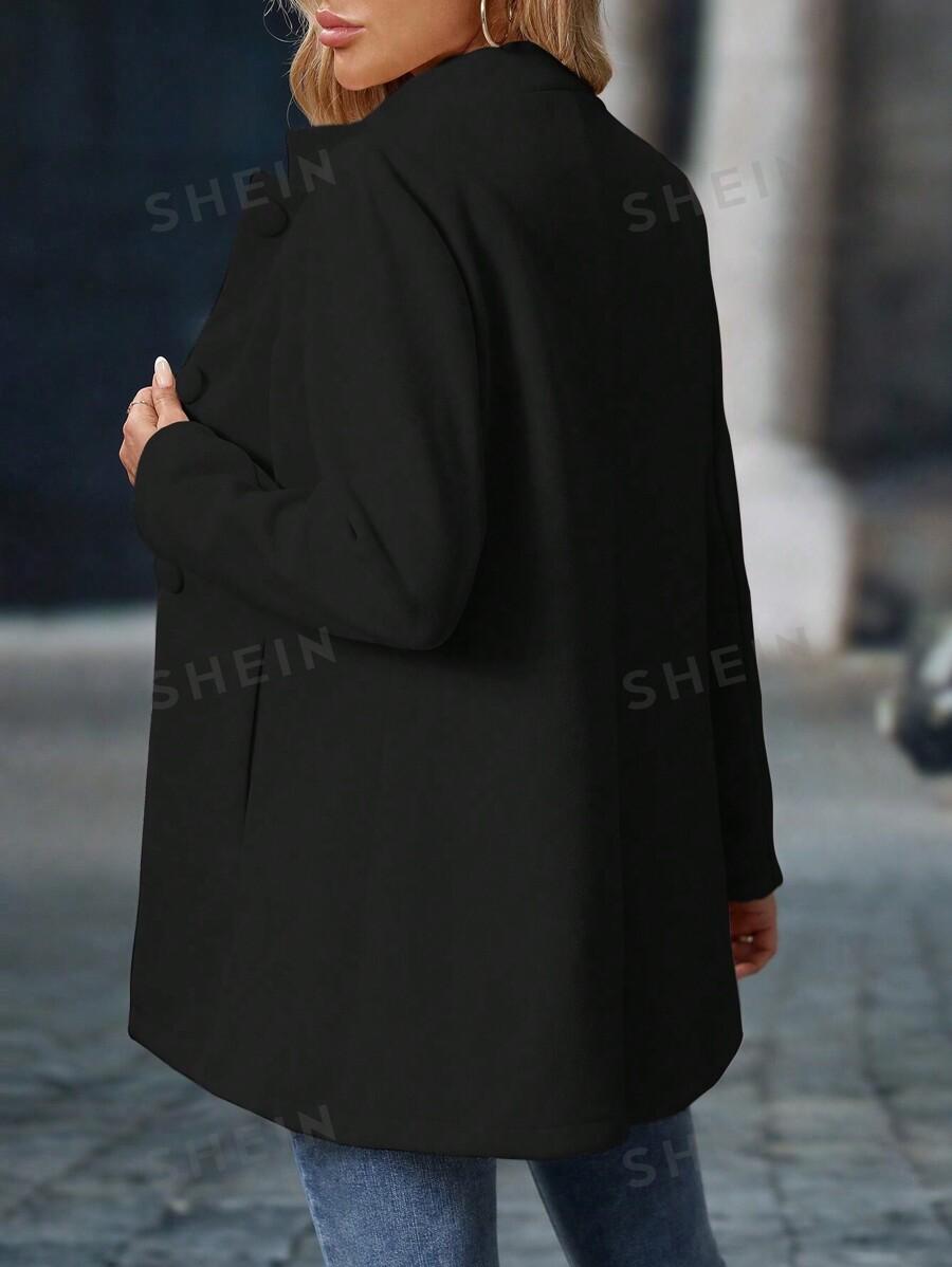 SHEIN CZARNY PŁASZCZ GUZIKI W01__XL