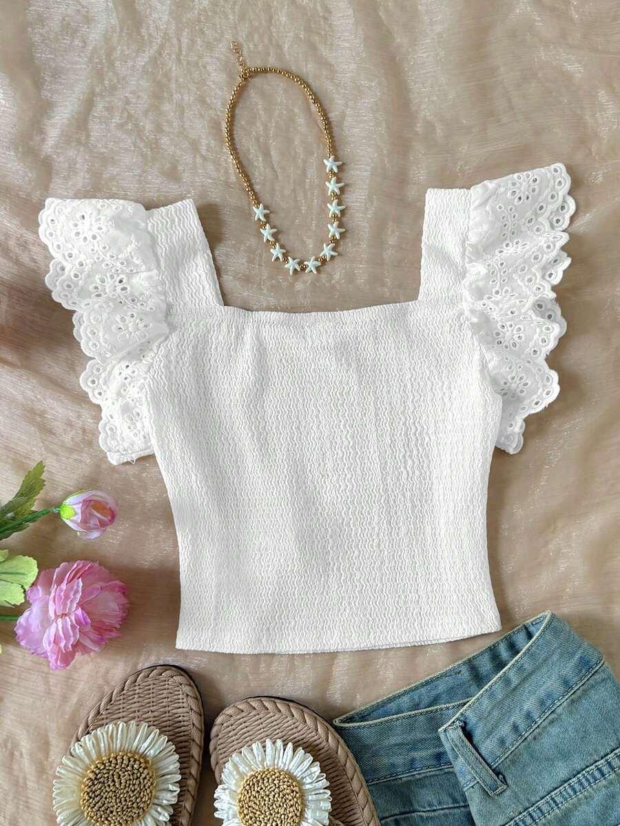 SHEIN BIAŁA BLUZKA FALBANA S06__140-146