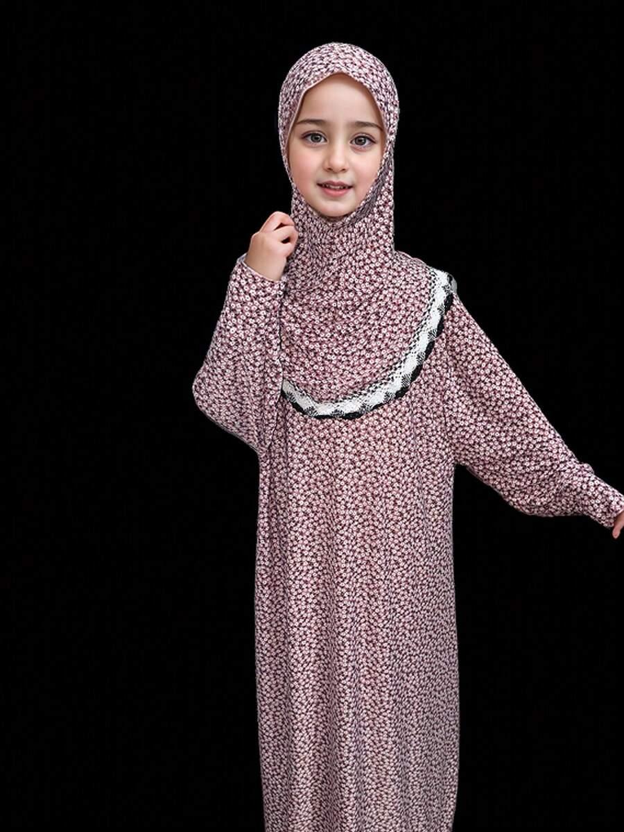 SHEIN RÓŻOWA ABAYA PRINT KWIATKI S06__110