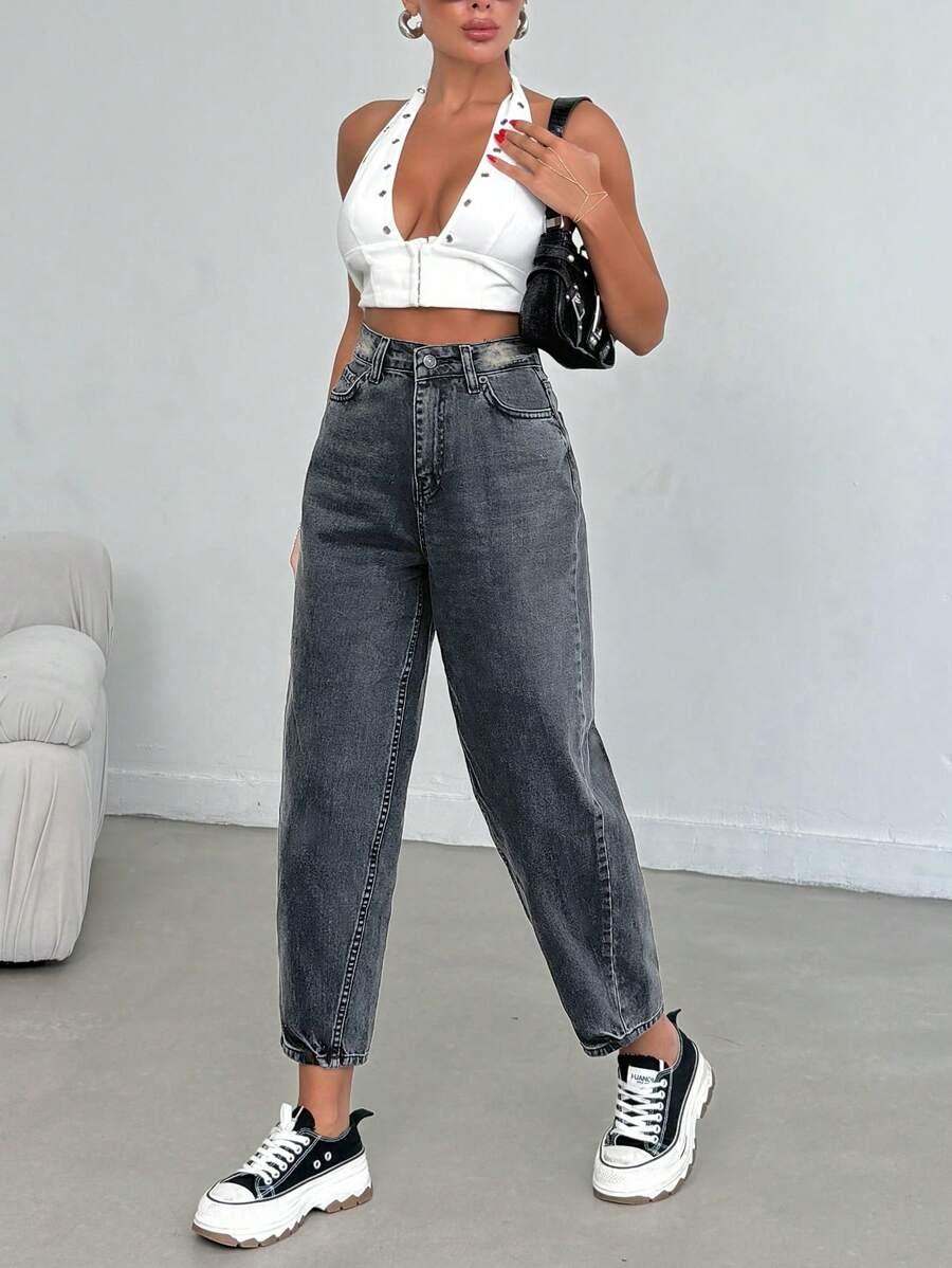 SHEIN SPODNIE JEANS WYSOKI STAN S06__M