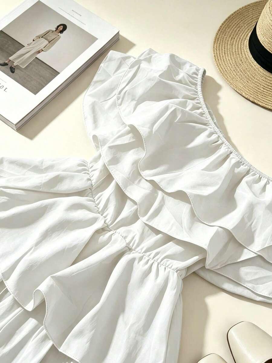 SHEIN BIAŁY KOMBINEZON FALBANA PK01__XL