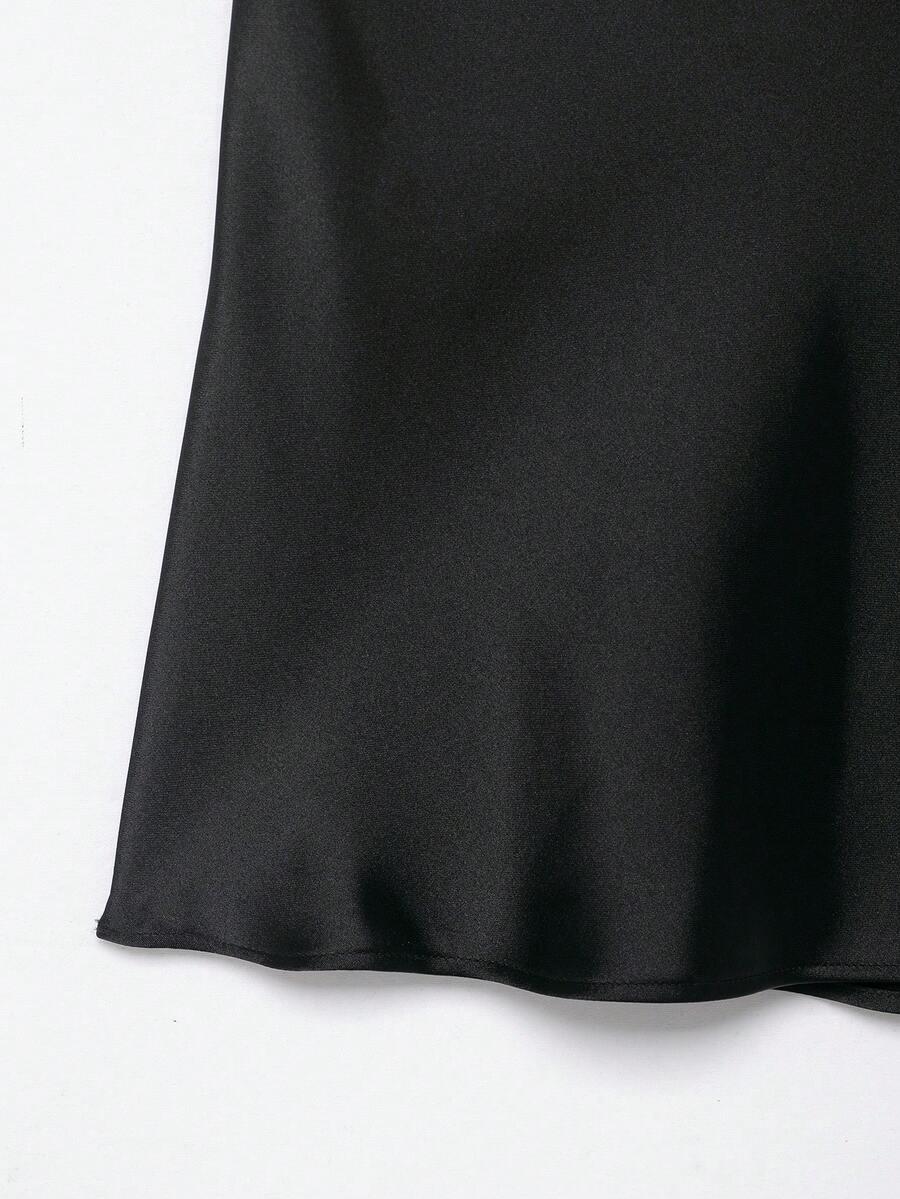 SHEIN CZARNY SATYNOWY TOP S06__XS