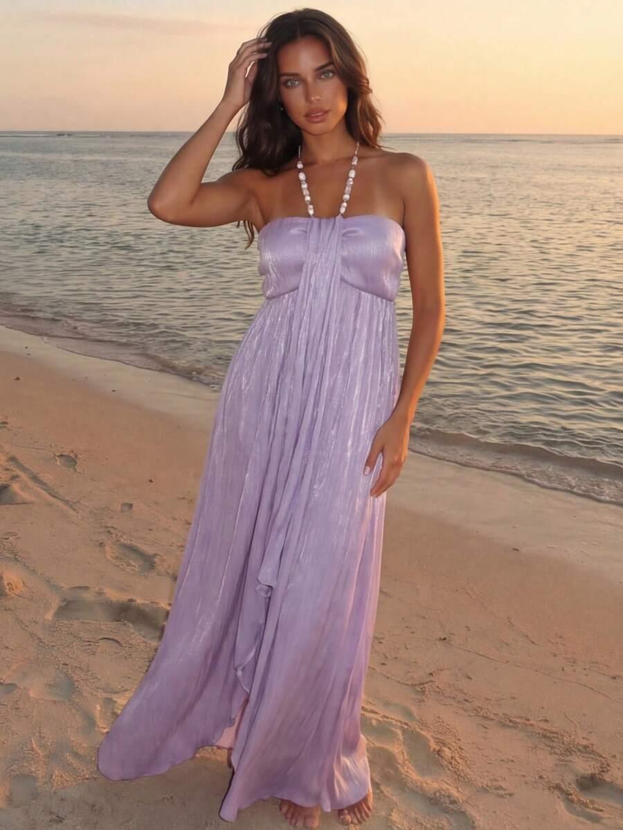 SHEIN FIOLETOWA MAXI SUKIENKA S09__M