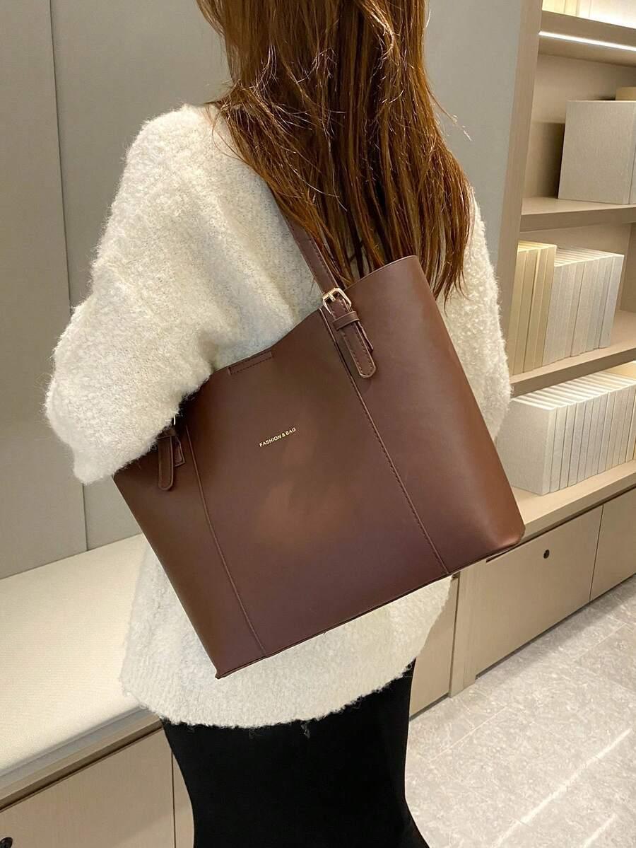 SHEIN BRĄZOWA TOREBKA IMITACJA SKÓRY S07__38X11X27