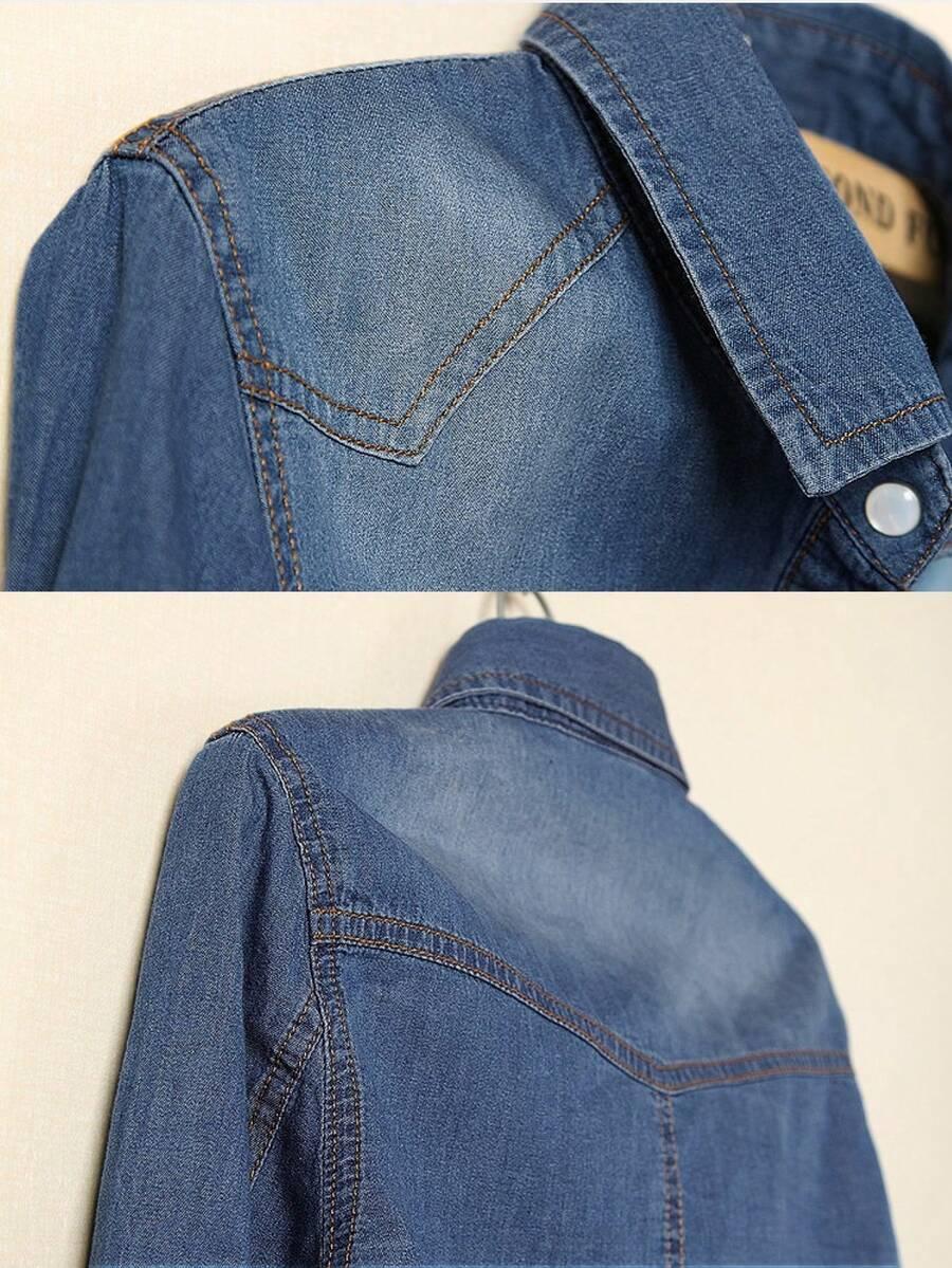 SHEIN KOSZULA JEANS CROP TOP WIĄZANIE S06__50