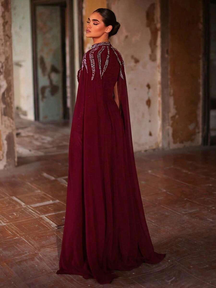 SHEIN BORDOWA SUKIENKA MAXI ZDOBIENIE S06__M