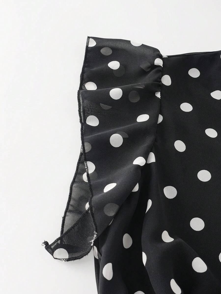 SHEIN CZARNA BLUZKA GROSZKI S09__M
