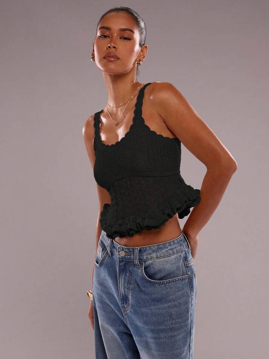 SHEIN DZIANINOWY TOP RAMIĄCZKA S06__S