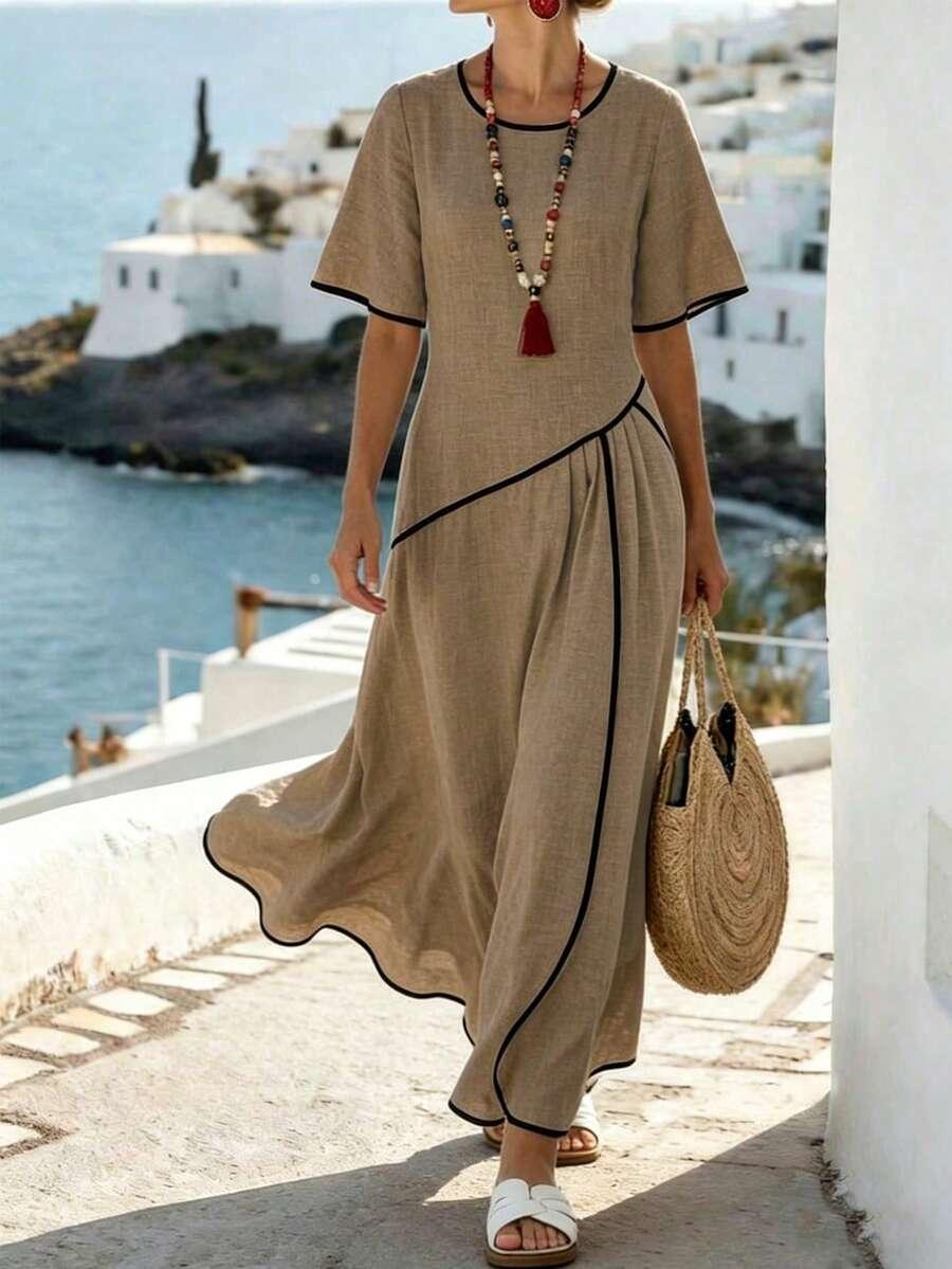 SHEIN MAXI SUKIENKA RĘKAW 3/4 S06__M