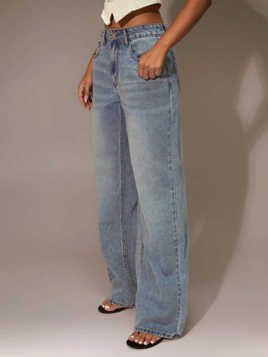 SHEIN NIEBIESKIE JEANSY PROSTA NOGAWKA S06__XL