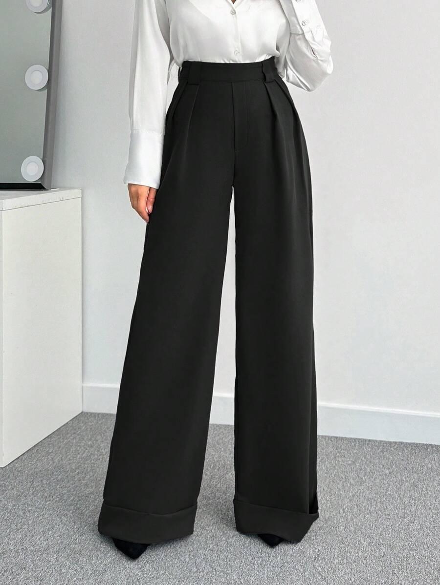 SHEIN CZARNE SPODNIE PROSTA NOGAWKA S06__S