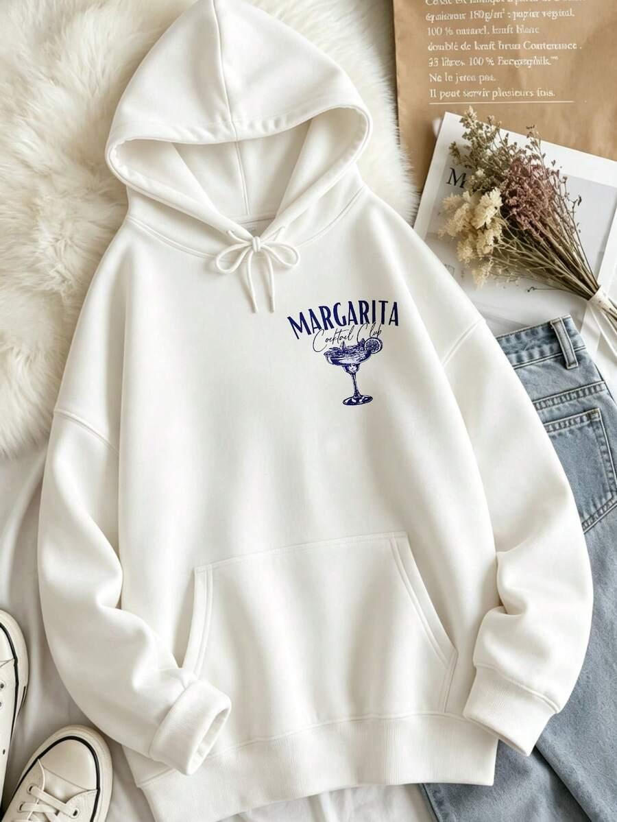 SHEIN BIAŁA BLUZKA Z KAPTUREM NADRUK S06__XL