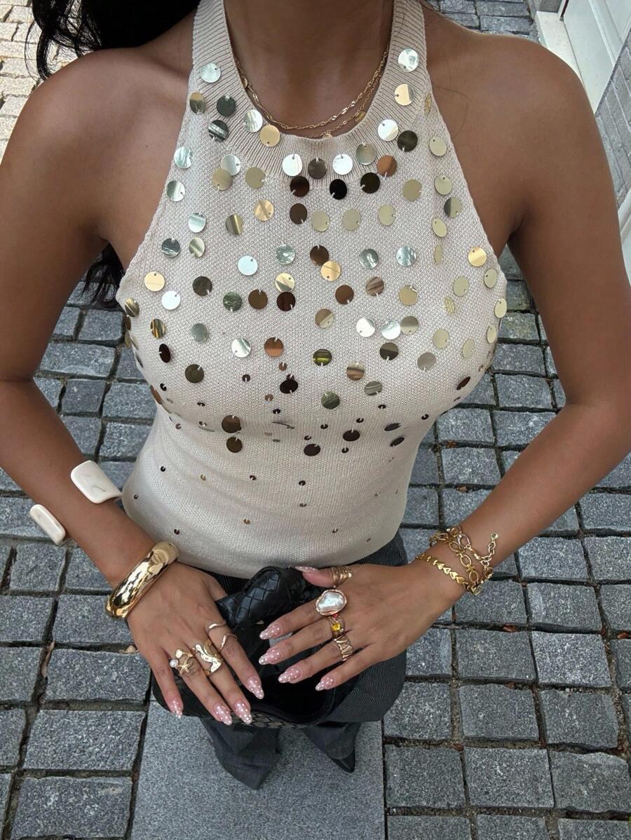 SIREN GAZE BEŻOWY TOP ZDOBIENIE S06__XS