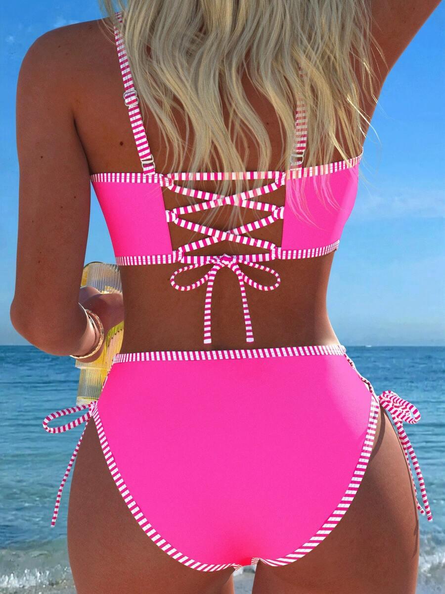SHEIN RÓŻOWY DWUCZĘŚCIOWY STRÓJ KĄPIELOWY S09__XL