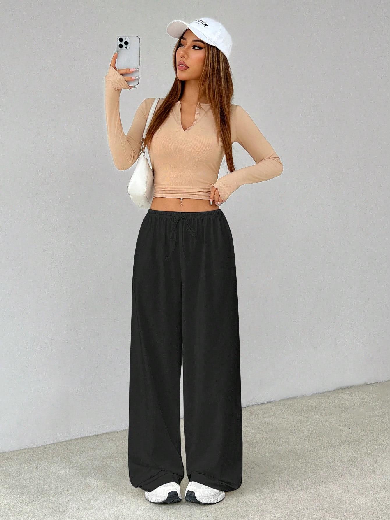SHEIN CZARNE SPODNIE DZIANINA S06__XXL