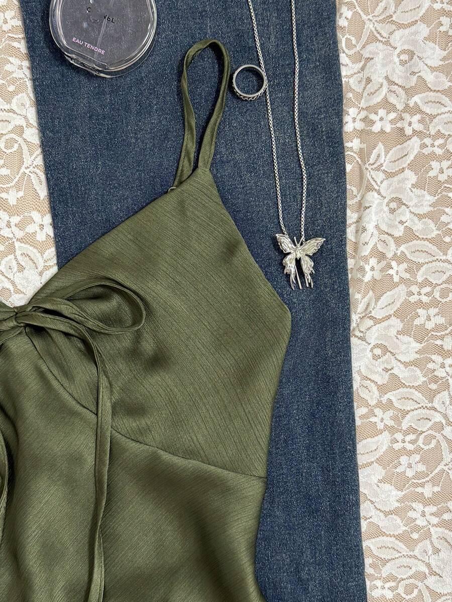 SHEIN ZIELONY SATYNOWY TOP S06__M