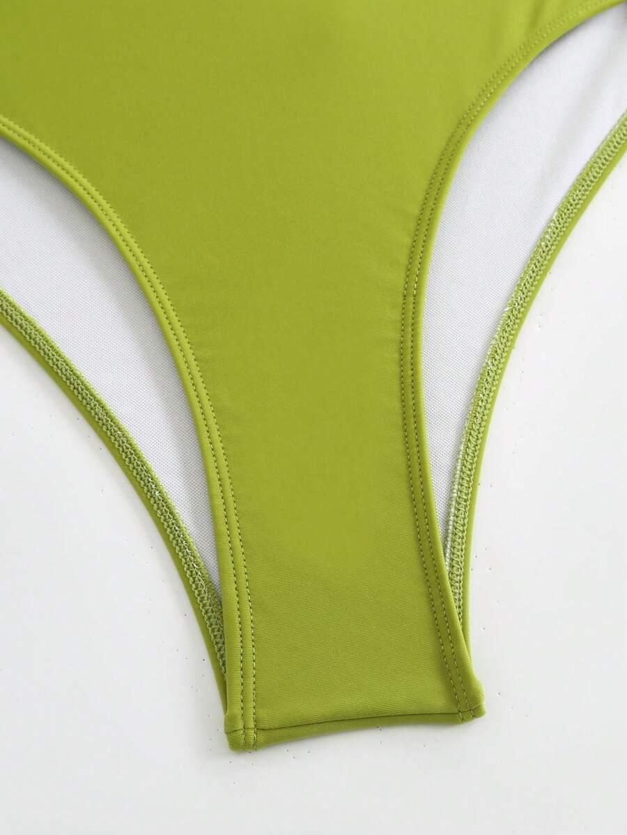 SHEIN ZIELONY JEDNOCZĘŚCIOWY STRÓJ KĄPIELOWY ZDOBIENIE S09__XL