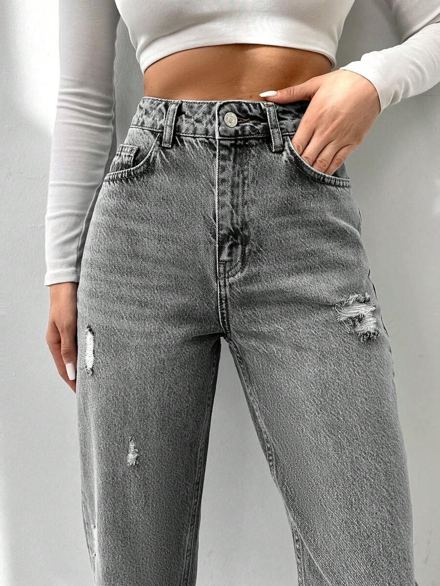 EURMUSE SZARE SPODNIE MOM JEANS S06__M