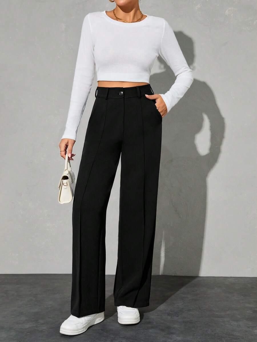 SHEIN CZARNE SPODNIE CASUAL S06__L