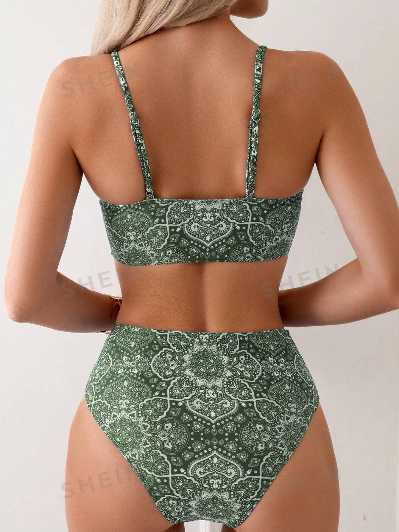 SHEIN ZIELONY DWUCZĘŚCIOWY STRÓJ KĄPIELOWY S09__L