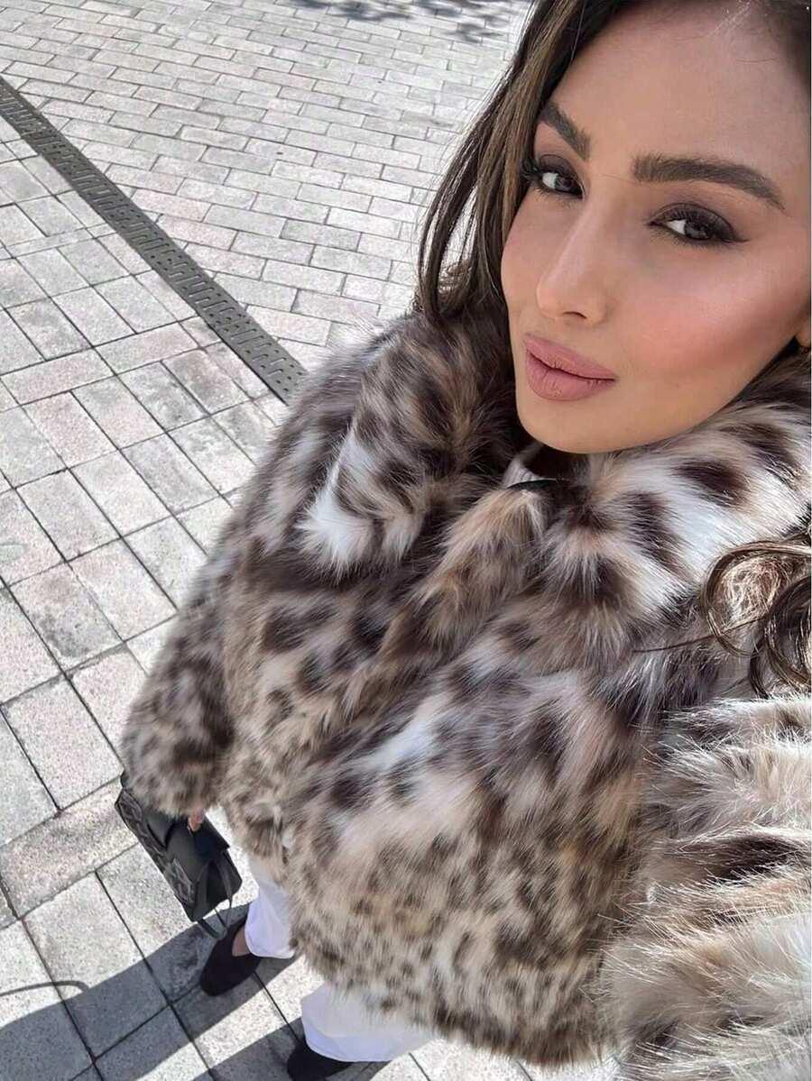 SHEIN SZTUCZNE FUTRO ANIMAL PRINT W01__M