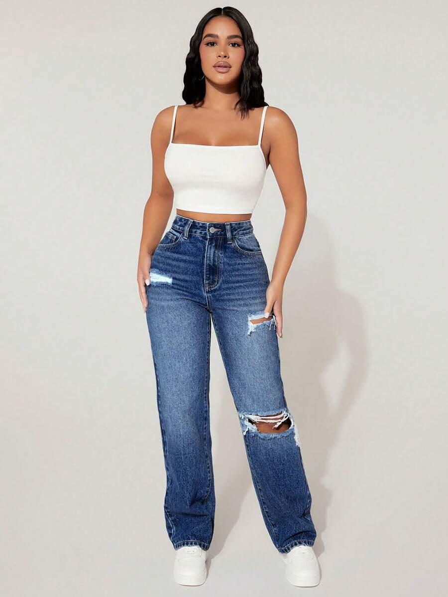 SHEIN NIEBIESKIE SPODNIE JEANS S06__S