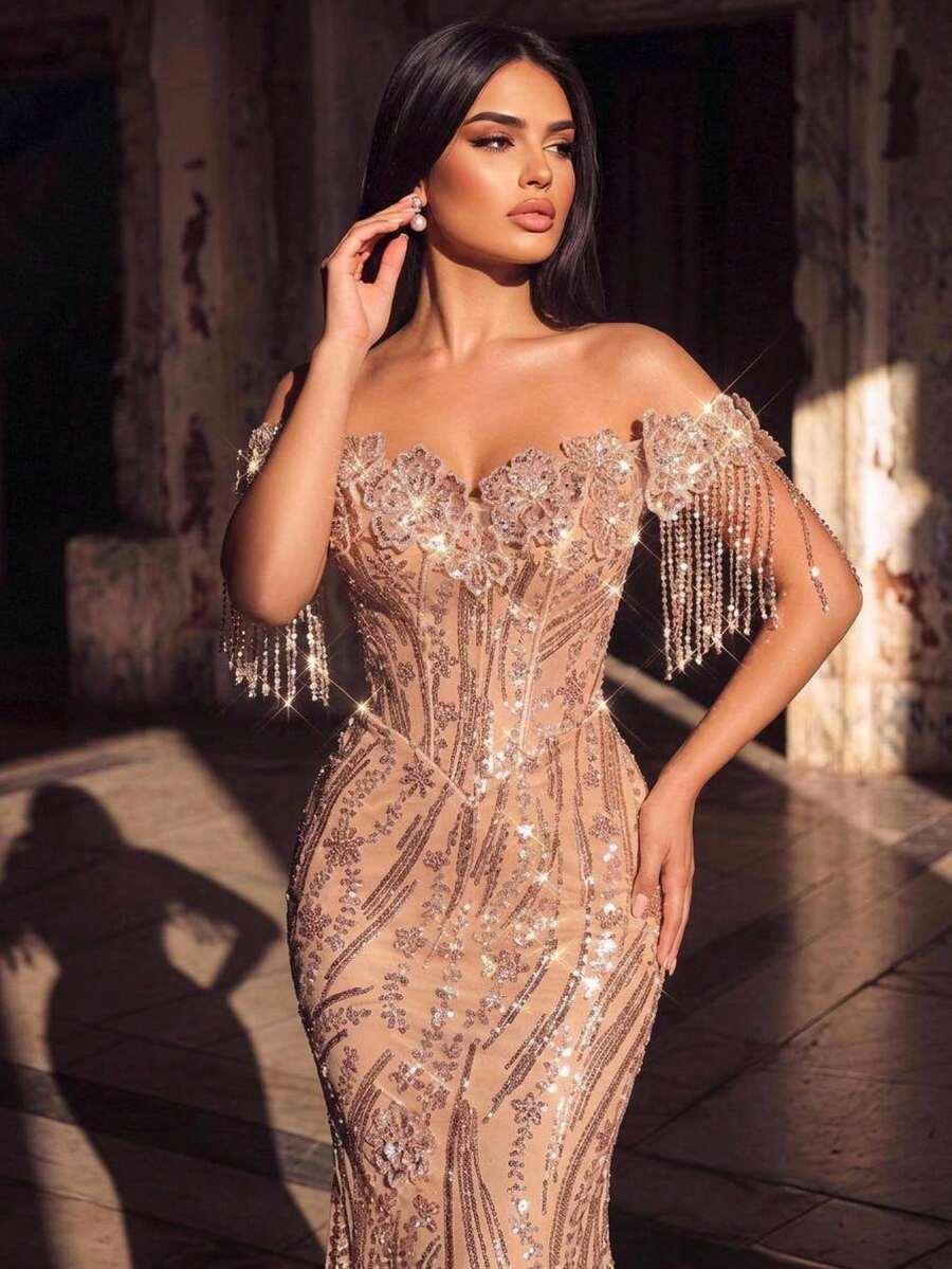 GLAMRAE ZDOBIONA MAXI SUKIENKA S06__XS